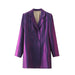 Color-Purple-French Retro Autumn Winter Women Clothing Slimming Fashionable Purple Double Breasted Blazer-Fancey Boutique