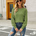Color-Green-Arrival Autumn Winter Sweater Women Solid Color Twisted Rope Long Sleeve Pullover Loose Crew Neck Knitwear-Fancey Boutique