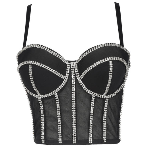 Color-Black-Women Summer Outdoor Backless Sexy Bandeau Gather Slim French Boning Corset Boning Corset Corset All Matching Short Women Camisole-Fancey Boutique