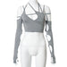 Color-Gray-Summer Women's Solid Color Halterneck With Suspenders Cropped Backless Sleeves Women Top-Fancey Boutique
