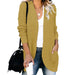 Color-Yellow-Autumn Winter Cardigan Women Clothing Curved Placket Large Pocket Sweater Open-Fancey Boutique