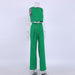 Color-Green-Sports Can Wear Cotton Linen Sleeveless Vest Pants Pocket Solid Color Suit Ladie Homewear Pajamas-Fancey Boutique