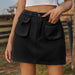 Color-Black-Spring Summer Washed Elastic Waist Denim Skirt-Fancey Boutique