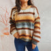 Color-Yellow-Autumn Winter Loose Gradient Color Striped Imitation Marten Knitted Round Neck Long Sleeve Pullover Sweater for Women-Fancey Boutique