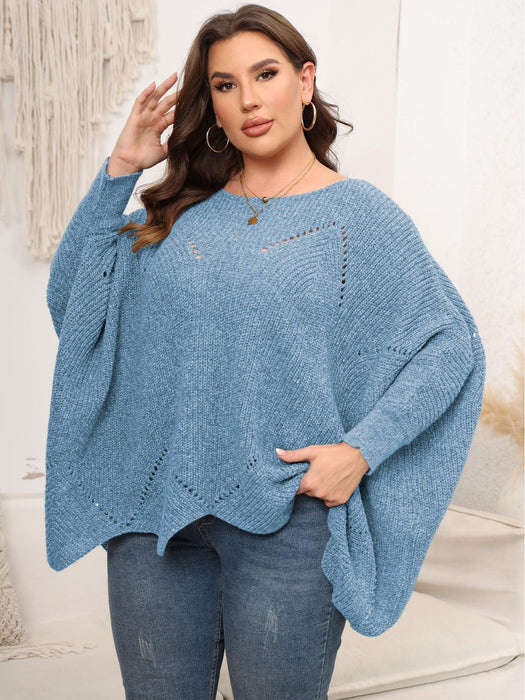 Color-Blue-plus Size Women Tops Women Clothes Autumn Winter Loose Woven Shirt Idle Pullover-Fancey Boutique