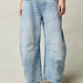 Casual Wide Leg Loose Jeans Women Mid Low Waist Washed Denim-Light Blue-Fancey Boutique