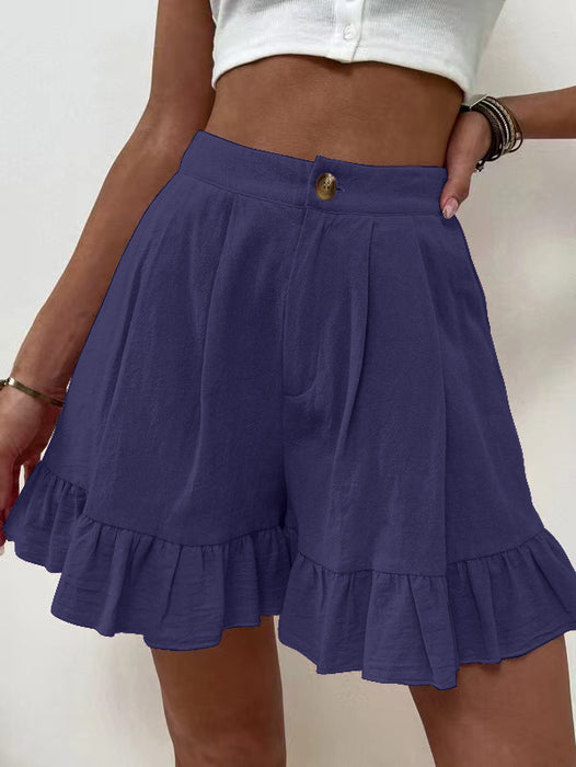 Color-Purplish blue-Shorts Casual Wide Leg Loose Shorts Summer New Women Clothing High Waist Shorts-Fancey Boutique