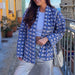 Color-Women＇s Floral Jacket Blue-Autumn Elegant Printed Women Jacket Shacket Outer Long Sleeves Cardigan Shirt-Fancey Boutique
