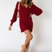 Color-Wine Red Does Not Contain Belt-Autumn Winter Women Knitted Sweater Twist Mid Length Hip Sweater Group Women-Fancey Boutique