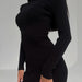 Color-Black1-Long Sleeve Knitted Dress Autumn Winter Hollow Out Cutout Sexy Skinny Short Dress-Fancey Boutique