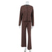 Autumn Winter Ladies Homewear Soft Comfortable Cardigan Long Sleeve Pants Thin Two Piece Suit Knitted-Brown-Fancey Boutique