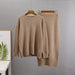 Women Sweater Autumn Winter Sweaters Cardigan Women Loose Waistband High Waisted Knitwear Skirt Sets-Khaki1-Fancey Boutique