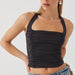 Color-Black-Sexy Small Top Inner Match Sexy Halter Pleating Chic Slim Fit Tank Top Women-Fancey Boutique
