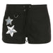 Color-Black-Street Hip Hop Five-Pointed Star Sequ Special Interest Design Elastic Lace High Waist Shorts Peach Hip Slim Pants-Fancey Boutique