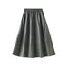 Color-Gray-Artificial Leather Retro Leather Skirt Mid Length Skirt Women High Waist A Line Skirt Long Skirt Elegant Umbrella Skirt-Fancey Boutique