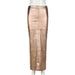 Color-Gold-Metallic Coated Fabric Slim Fit Sheath Patchwork Slit Bright Leather Women Skirt-Fancey Boutique