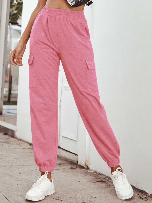 Color-Pink-Women Clothing Sports High Waist Casual Yoga Trousers-Fancey Boutique