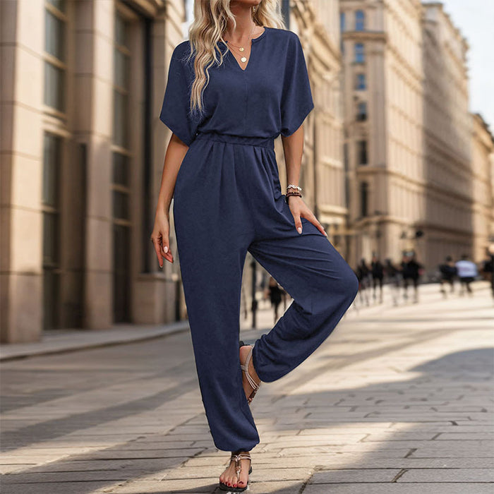 Summer Women Casual Solid Color Jumpsuit-Purplish blue-Fancey Boutique