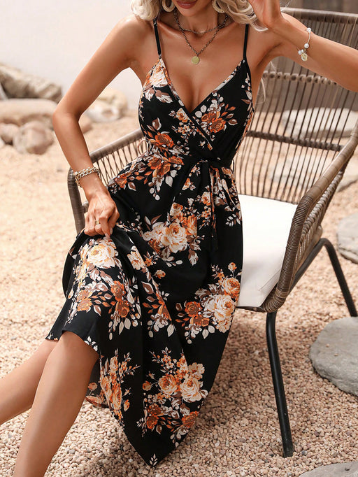 Women Clothing Summer Printed Waist Strap Dress-Multi-Fancey Boutique