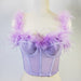 Color-Lavender-Live Broadcast High Grade Ostrich Fur Super Fairy Boning Corset Tube Top Shaping Drawstring Slim Fit Bare Back Feather Sling-Fancey Boutique