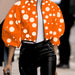 Color-Orange-Autumn Winter Personalized Trendy Polka Dot Short Small Jacket Coat for Women-Fancey Boutique