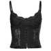 Color-Black-Summer Trends Women V Neck Brace Backless Lace Lace Slim Vest-Fancey Boutique