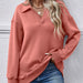 Color-Watermelon Red-Women Clothing Autumn Winter Winter Polo Collar Long Sleeve Loose Fitting Fleece Pullover Women-Fancey Boutique