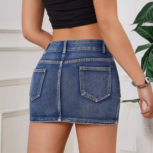 All Match Cargo Pocket Hip Skirt Denim Skirt Women-Fancey Boutique