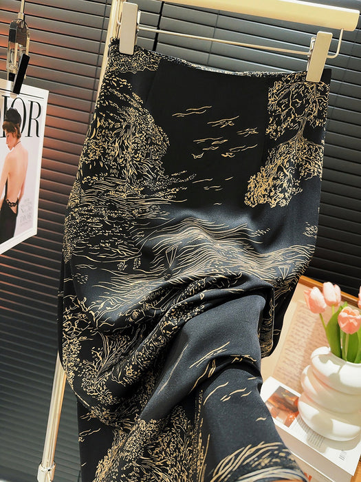 Retro Atmosphere High Waist Hip Skirt for Women Summer Skirt High Waist Straight Floral Skirt-Caiyun-Fancey Boutique
