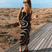 Sexy Wave Striped Tube Top Tight Beach Bohemian Casual Slimming Dehaired Angora Knitted Hip Dress-Black-Fancey Boutique