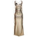 Color-Gold-Metallic Coated Fabric Spring Summer Women Clothing off Neck Sexy Backless Slim Fit Evening Dress-Fancey Boutique