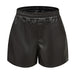 Color-Black-Women Simple Faux Leather Shorts Casual Loose Shorts Bottoms-Fancey Boutique