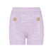 Color-Purple Shorts-Long Sleeve Short round Neck Hollow Out Cutout out Knitwear Dress Vest Shorts Women-Fancey Boutique