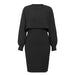 Color-Black-Knitted Two-Piece Classic High Waist Pullover Knitwear Half-Length Office Solid Color Dress-Fancey Boutique