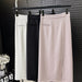 Color-Light Purple Pink-Split Hip Women Slim Skirt Spring Mid Length Lip Bag A line Skirt-Fancey Boutique