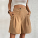 Color-Khaki-Summer Women Clothing Solid Color High Waisted Shorts Women Summer-Fancey Boutique