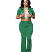 Color-Army Green-Spring Summer Denim Short Sleeve Set Color Small Horn Elastic Pants Set-Fancey Boutique