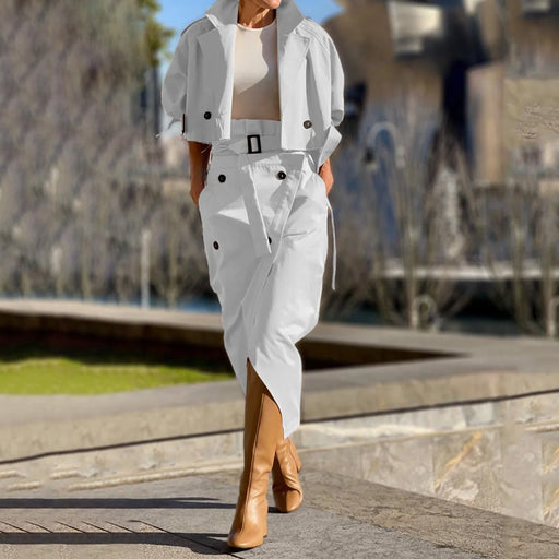 Color-White-Ladies Suit Autumn Hard Casual Loose Maxi Dress Two Piece Set-Fancey Boutique