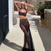 Color-Black-Sexy Sling Backless Two Piece Set Sexy Evening Dress Mopping Floor Fishtail Skirt Set-Fancey Boutique