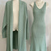 Autumn Winter Knitting Suit Women Elegant Vest Dress Long Cardigan Coat-Green-Fancey Boutique