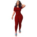 Color-Burgundy-Women Clothing Sexy Casual Super Elastic Rib Tight Sports Two-Piece Set-Fancey Boutique