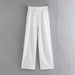 Color-White-Elastic High Waist Casual Pants Waist Belt Elastic Idle Wide Leg Pants-Fancey Boutique