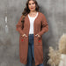 Color-Brown-Women plus Size Women Clothes Mid Length Woven Sweater Love Double Pocket Lantern Sleeve Sweater Cardigan-Fancey Boutique