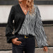 Color-Black-Women Elegant V neck Slim Fit Slimming Long Sleeves Top for Women-Fancey Boutique