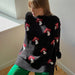 Casual Women Loose Lazy Mushroom Print Contrast Color Pullover Women Autumn-Fancey Boutique