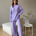 Color-Purple Suit-Loose Casual Sweater Top Trousers Set-Fancey Boutique