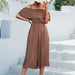 Color-Brown-Spring Summer Popular Solid Color off Shoulder Loose Casual Sling Jumpsuit-Fancey Boutique