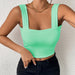 Camisole Wide Shoulder Strap Sleeveless Outerwear Top Sexy Slim Fit Sexy Back-Light Green-Fancey Boutique