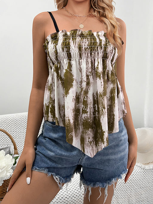 Color-Khaki-Women Clothing Summer Printed Camisole Vacation Top-Fancey Boutique