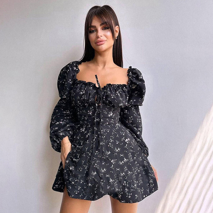 Autumn Dress Elegant Adult Lady like Woman Slim Floral Long Sleeve A Expansion Women-Fancey Boutique